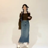 lovefery New Japanese Fashion INS Mid Skirt Art Simple And Lazy Temperament Trend Versatile Natural Waist Skirt For Women