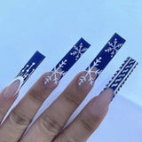 24Pcs Long Ballet Christmas False Nails Wearable Xmas Style Fake Nails Elk Santa Claus Design Full Cover Press on Nail Tips