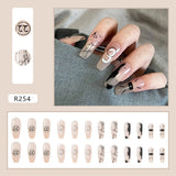 24pcs/box Fake Nails Press on Short Reusable with Designs Set French Artificial Pink kawaii False Tipsy Stick-on Nails Tips Art