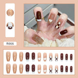 24Pcs/Box Red Ballerina Fake Nails Press On Nial Art Tips False Nails Press On Nails Coffin Artificial Nails