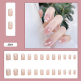 24pcs Butterfly decorated false nails Removable Long Paragraph Fashion Manicure fake nail tips full cover acrylic for girls nail