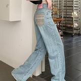 lovefery Baby Blue Loose Straight Jeans Women's High Waist Thin Summer Thin Design Tassel Versatile Wide Leg Pants Trend