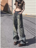 lovefery Perforated Jeans, Summer Loose Straight Leg Wide Leg Pants, Niche Stitching, Old Beggar Pants, Women's Jeans