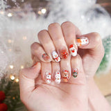 24Pcs Long Ballet Christmas False Nails Wearable Xmas Style Fake Nails Elk Santa Claus Design Full Cover Press on Nail Tips