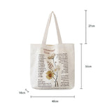 LoveFery - Retro Literary Canvas Women's Shoulder Shopper Bag Fashion Large Cotton Eco Shopping Ladies Handbags Tote Bags for Women