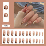 24pcs/box Fake Nails Press on Short Reusable with Designs Set French Artificial Pink kawaii False Tipsy Stick-on Nails Tips Art