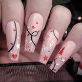 24Pcs Long Ballet Christmas False Nails Wearable Xmas Style Fake Nails Elk Santa Claus Design Full Cover Press on Nail Tips