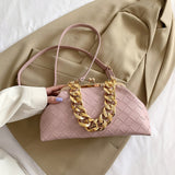 LoveFery - Shoulder Bags Women  Trend Woven Luxury Designer Handbags Purse Gold Thick Chain Dumpling Clutch Bag Fashion Crossbody Bag