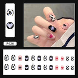 24pcs/box Fake Nails Press on Short Reusable with Designs Set French Artificial Pink kawaii False Tipsy Stick-on Nails Tips Art