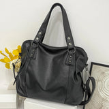 Women's Black Large Shoulder Bag Quality Pu Leather Lychee Pattern Ladies Soft Tote Handbag Female Roomy Commuter Crossbody Bags