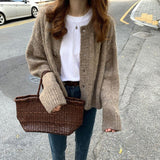 Autumn Elegant Warm Sweater Cardigan Fashion Loose Thick V-neck Knitted Sweater Gentle Vintage Winter Clothes Women Tops