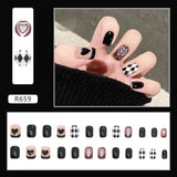 24pcs/box Fake Nails Press on Short Reusable with Designs Set French Artificial Pink kawaii False Tipsy Stick-on Nails Tips Art