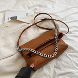 LoveFery - Vintage Chains Women Shoulder Bags Designer Lady Handbags Retro Matte Leather Crossbody Bag Small Flap Female Purses Sac