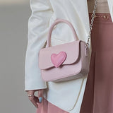 LoveFery - Pink Heart Girly Small Square Shoulder Bag Fashion Love Women Tote Purse Handbags Female Chain Top Handle Messenger Bags Gift