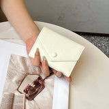 Genuine Leather Women's Foldable Cowhide Short Wallet Fashion Envelope Triple Fold Purse Wallet