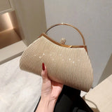 Evening Bag For Women Elegant Glitter Pleated Ladies Clutch Luxury Party Wedding Shoulder Crossbody Bags Banquet Handbag