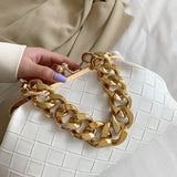 LoveFery - Shoulder Bags Women  Trend Woven Luxury Designer Handbags Purse Gold Thick Chain Dumpling Clutch Bag Fashion Crossbody Bag