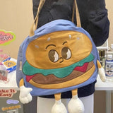 LoveFery - Creative Kawaii Hamburger Canvas Tote Bag Travel Bag Should Bag Women Leisure Eco Shopping High Quality Foldable Handbag