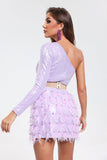 lovefery Satu One Shoulder Sequins Dress - Purple