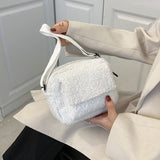 LoveFery - New Plush Fabric Women's Shoulder Crossbody Bag Small Fashion LamWool Fluffy Fur Winter Female Bag Designer Handbags