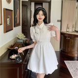 lovefery New Chinese Fashion Cheongsam Mini Doll Dress Stand Collar Puff Sleeve Little Ball Gown Dress Small Girl Black White Party Dress