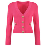 Vida V-neck Knit Cardigan with Gold Buttons