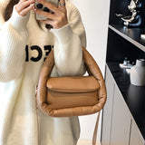 LoveFery - Fashion Padded Women Handbags Designer Puffy Shoulder Bags Luxury Pu Leather Space Cotton Crossbody Bag Small Winter Tote Purses