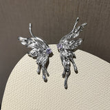 lovefery New Punk Style Liquid butterfly Stud Earring for Woman Cool Metal Butterfly Earrings Y2K Aesthetic Jewelry Party Gift