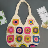 LoveFery - Bohemian Paisley Crochet Women Shoulder Bags Knitting Large Tote Bag Casual Lady Handbags Big Shopper Purses Summer Beach Bag