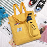 LoveFery - Simple Women Package Print Cute Bear Canvas Bag Handbags Japanese Literary Shoulder Bag Casual Shopping Tote Girl Handbag