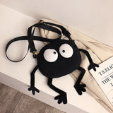 LoveFery - New Fashion Big Eyes Canvas Girls Shoulder Bag Cute Black Briquettes Messenger Bag Kids Women Coin Purse Mini Crossbody Handbag