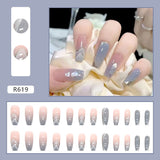 24pcs/box Fake Nails Press on Short Reusable with Designs Set French Artificial Pink kawaii False Tipsy Stick-on Nails Tips Art