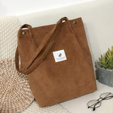 LoveFery - Women Corduroy Shoulder Shopping Bags Reusable Casual Outdoor Party Tote New Female Bag Handbags with Button Eco Organizer