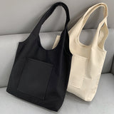 LoveFery - Blank Canvas Shoulder Bag Female Handbag Reusable Grocery Storage Foldable Casual Totes Eco Friendly Shopping Bags for Women