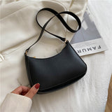 LoveFery - Trend New Luxury Women&#39;s Fashion Handbags Retro Solid Color PU Leather Shoulder Underarm Bag Casual Women Hobos Handbags