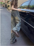 lovefery Perforated Jeans, Summer Loose Straight Leg Wide Leg Pants, Niche Stitching, Old Beggar Pants, Women's Jeans