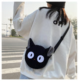 LoveFery - New Fashion Big Eyes Canvas Girls Shoulder Bag Cute Black Briquettes Messenger Bag Kids Women Coin Purse Mini Crossbody Handbag