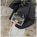 LoveFery - New Chains Rivet Women Handbags Small White Black Pink Yellow Blue Pvc Hasp Handbags Summer Soft Shoulder Bags Cross Body