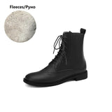 lovefery  fashion inspo    NEW Fall Shoes Women Round Toe Low Heel Shoes Winter Solid Genuine Leather Boots Women Hollow Brogues Ankle Boots Chelsea Boots