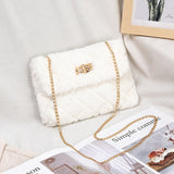 LoveFery - Women Fashion Soft Plush Shoulder Bag Crossbody Purse Faux Fur with Chain Strap Fluffy Bags Travel Handbag And Purses