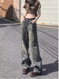 lovefery Perforated Jeans, Summer Loose Straight Leg Wide Leg Pants, Niche Stitching, Old Beggar Pants, Women's Jeans