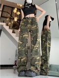 lovefery Loose Splashed Ink Speaker Camouflage Pants Trendy Hip-hop Vintage Versatile Work Clothes Pants Wide Leg Pants Women's Jeans