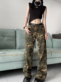 lovefery Loose Splashed Ink Speaker Camouflage Pants Trendy Hip-hop Vintage Versatile Work Clothes Pants Wide Leg Pants Women's Jeans