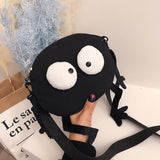 LoveFery - New Fashion Big Eyes Canvas Girls Shoulder Bag Cute Black Briquettes Messenger Bag Kids Women Coin Purse Mini Crossbody Handbag