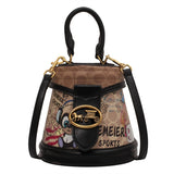 LoveFery - Brand Graffiti Horseshoe Bags for Women High Quality Leather Shoulder Bag Luxury Purses and Handbags Designer Crossbody Bag