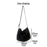 LoveFery - Fashion Solid Color Shoulder Bag Autumn And Winter Women Cotton Simple Handbags Girl Black Large Capacity Barrel Shape Bags