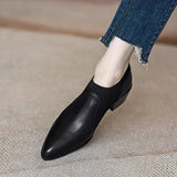 lovefery Autumn New Soft Work Shoes,Women Mid Heels,Stretch,Pointed Toe,Slip On British Style