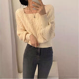 Autumn Raglan Long Sleeve Solid Color Tops Fashion Square Collar Knitted Pullover Casual Chic Slim Sweater Sueter Mujer