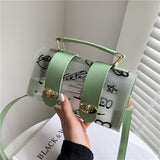 LoveFery - New Women Shoulder Bag PVC Transparent Graffiti Messenger Female Bag Small Designer Handbag Purse Crossbody Bags for Women