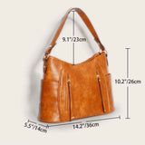 LoveFery - Retro Stylish Women Shoulder Handbagas Oil Wax PU Leather Messenger Purses Travel Bags Female Study Tote Bags Brown New